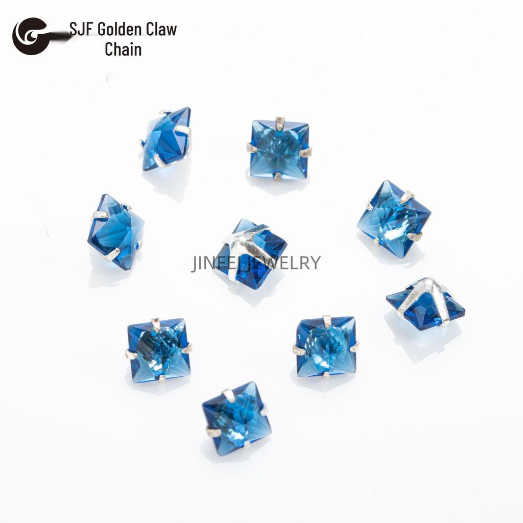 Разноцветные стразы с квадратным креплением: Прямоугольный серебристый циркон для изготовления цепочек для телефонов и бижутерии своими руками.