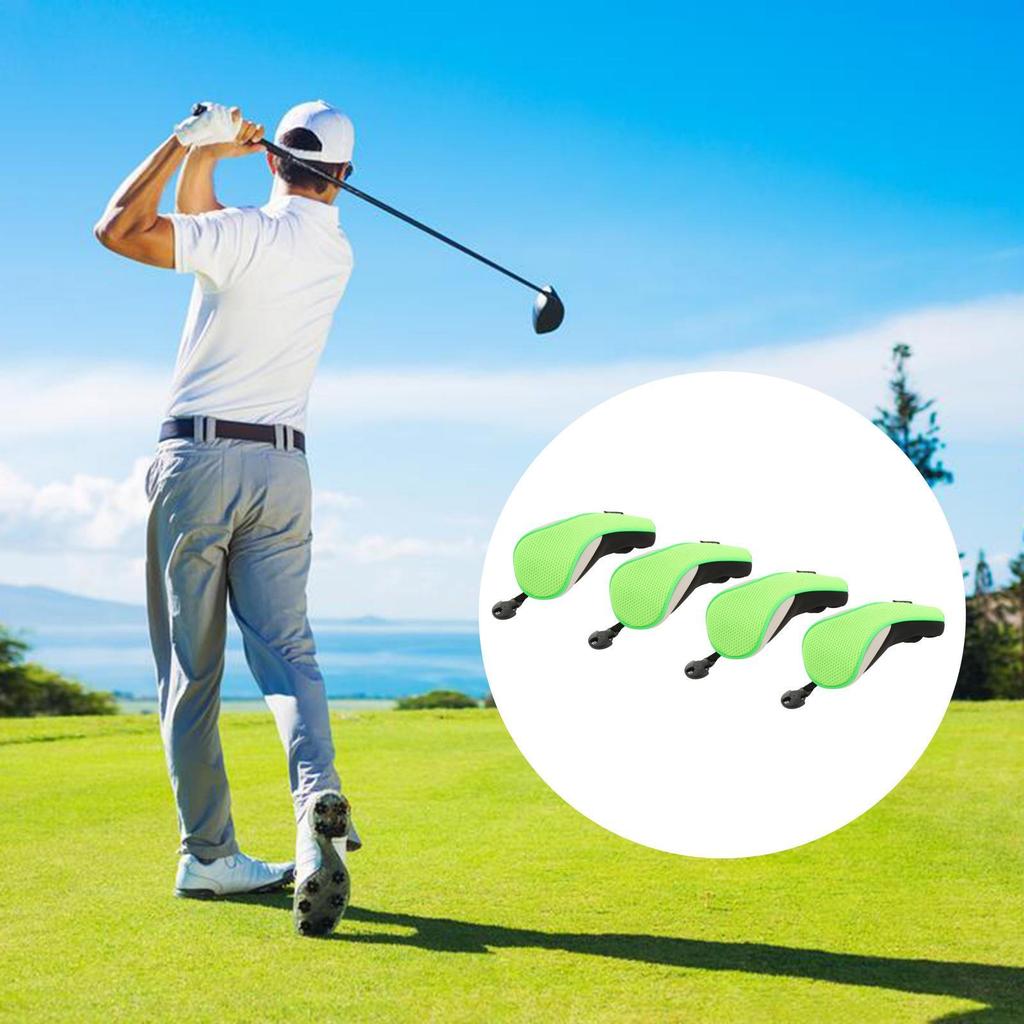 4 Heavy Duty Hybrid Golf Covers with Interchangeable No. of Labels Set Head Cover Utility for