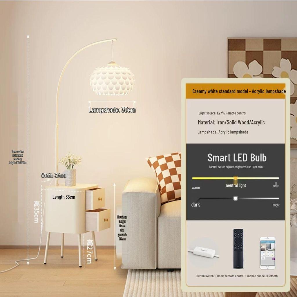 Современный кремовый торшер: Универсальный стиль для спальни, гостиной и прикроватной тумбочки