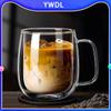 1/2/4 шт. Кружка из высокоборосиликатного стекла с двойными стенками, термостойкая, с ручкой, для кофе, молока, сока, воды, 250/400 мл