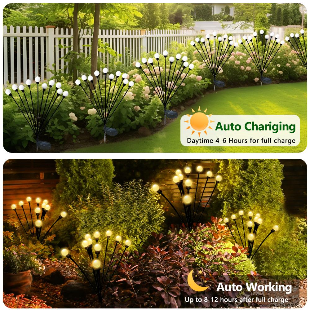 8/10LED Firefly Light RGB Solar Outdoor Firefly Garden Lights Waterproof Swaying Fairy Light for Yard Patio Decoration