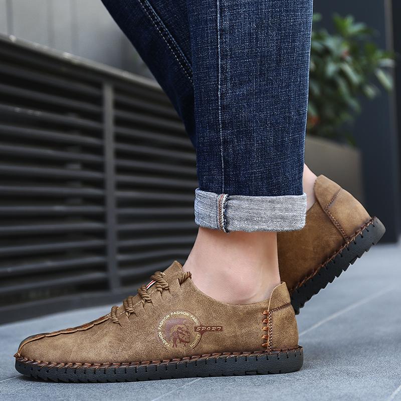 Мужские большие размеры 38-47, резиновая мягкая подошва, нескользящие, износостойкие мокасины ручной работы, обувь для вождения автомобиля