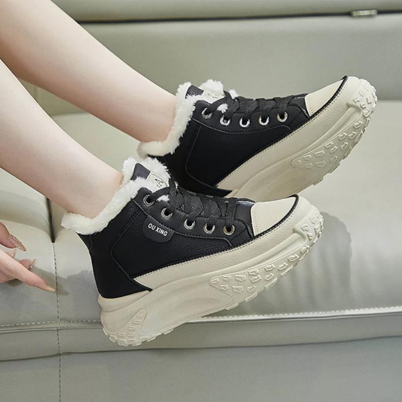 Модные высокие хлопковые туфли для осени и зимы. Новые высокие и мягкие теплые и универсальные повседневные спортивные женские туфли.