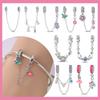 New Copper Sun&Moon&Star Heart Charms Colored Flower Bead Safety Chains Fit Original Bracelets For Women Diy Jewelry Gifts