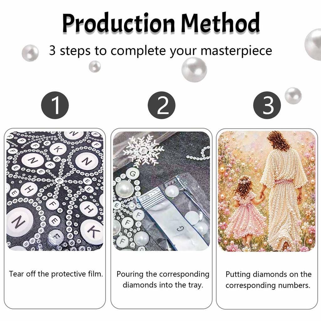 DIY Pearl and Diamond Painting Kit, suitable for beginners, Spiritual Figure and Flowers home wall decoration, handmade gift.