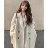 Autumn Winter Retro Loose Female Overcoat Ladies Windbreak Women's Coat Double-Breasted Loose Long Trench Coat