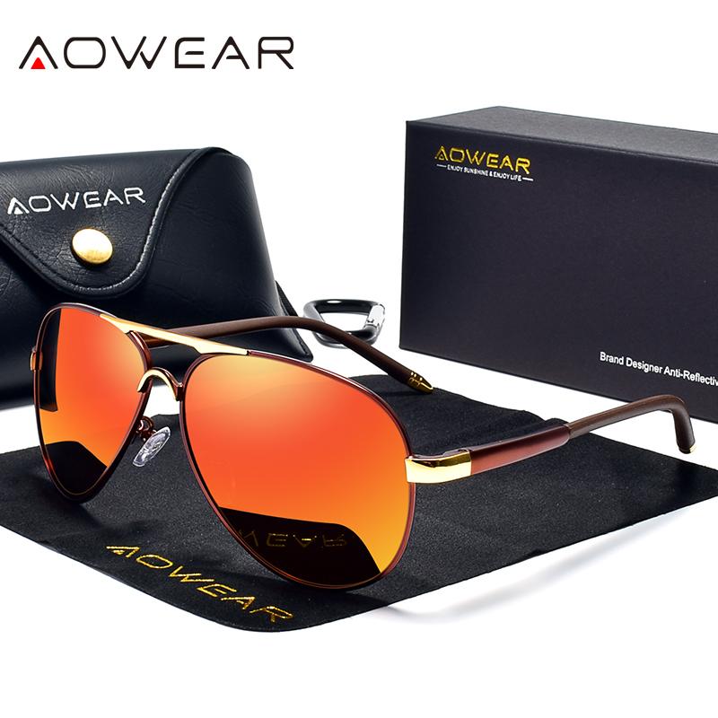AOWEAR Мужские Авиационные Солнцезащитные Очки Мужские Поляризационные Зеркальные Солнечные Очки для Мужчины HD Водительские Пилотные Солнечные Очки lunettes de soleil homme