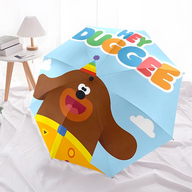 Hey Duggee, cartoon Automatic Opening and Closing, 8 rib Structure Portable Umbrella, Suitable for Men and Women in All Seasons Perfect Gif