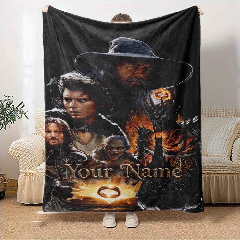 Lord Rings Personalized Text Blanket Multi-purpose Personalized Blanket Warmthful Decor Perfect for Nap Living Room Couch Office for All Occasions
