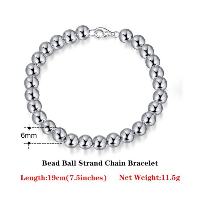 Orsa Jewels 925 стерлингового серебра итальянский 4 мм / 6 мм бусины шарики стрэнд браслет цепь для женщин мужчин браслеты ювелирные изделия оптовая продажа Sb103