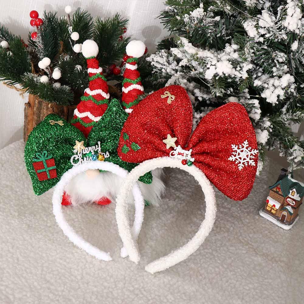 Non-slip Bowknot Hair Hoop Plush Christmas Headband Trendy Christmas Hairband Ladies