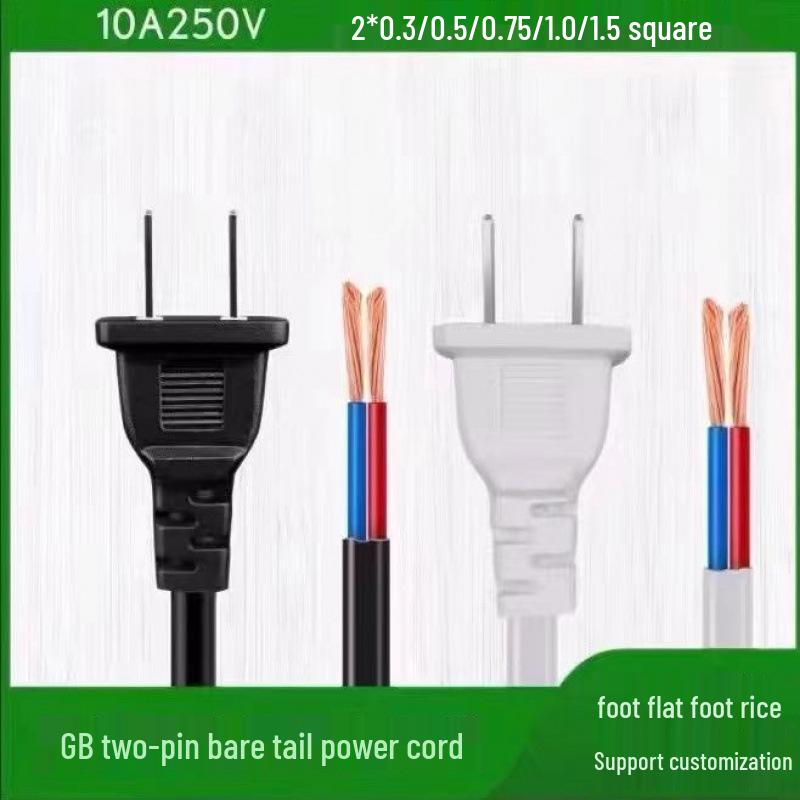 Dual-Core Power Cord for Fan: National Standard Two-Prong Plug Compatible with Table, Wall, and Floor Fans.