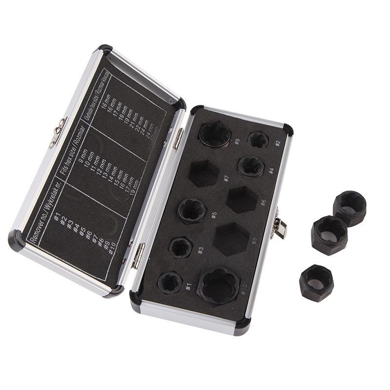 Новый 10 шт./компл. экстрактор болтов и гаек, полный набор средств для удаления повреждений, ржавый торцевой ключ, инструмент для автомобиля