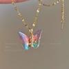 Colorful Crystal Butterfly Charm Necklace Simple Insect Clavicle Chain For Women Girl Fashion Jewelry Accessories Gift