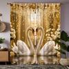 2-piece HD Digital Yellow Curtain Under the Light Swan of Love Home Decoration Style Decoration Living Room Bedroom Through Rod