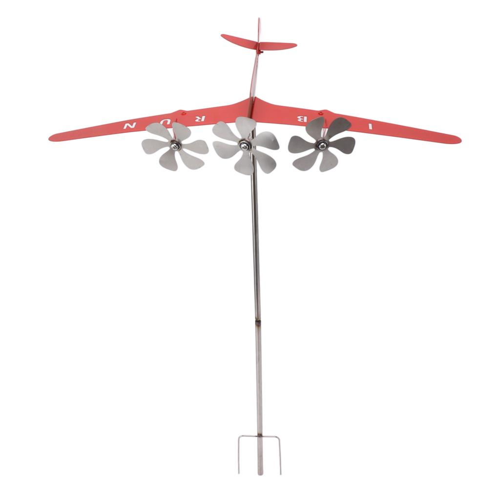Metal Aircraft Weather Vane 3D Red Rustproof Smooth Airplane Windmill Wind Spinner for Garage Dome