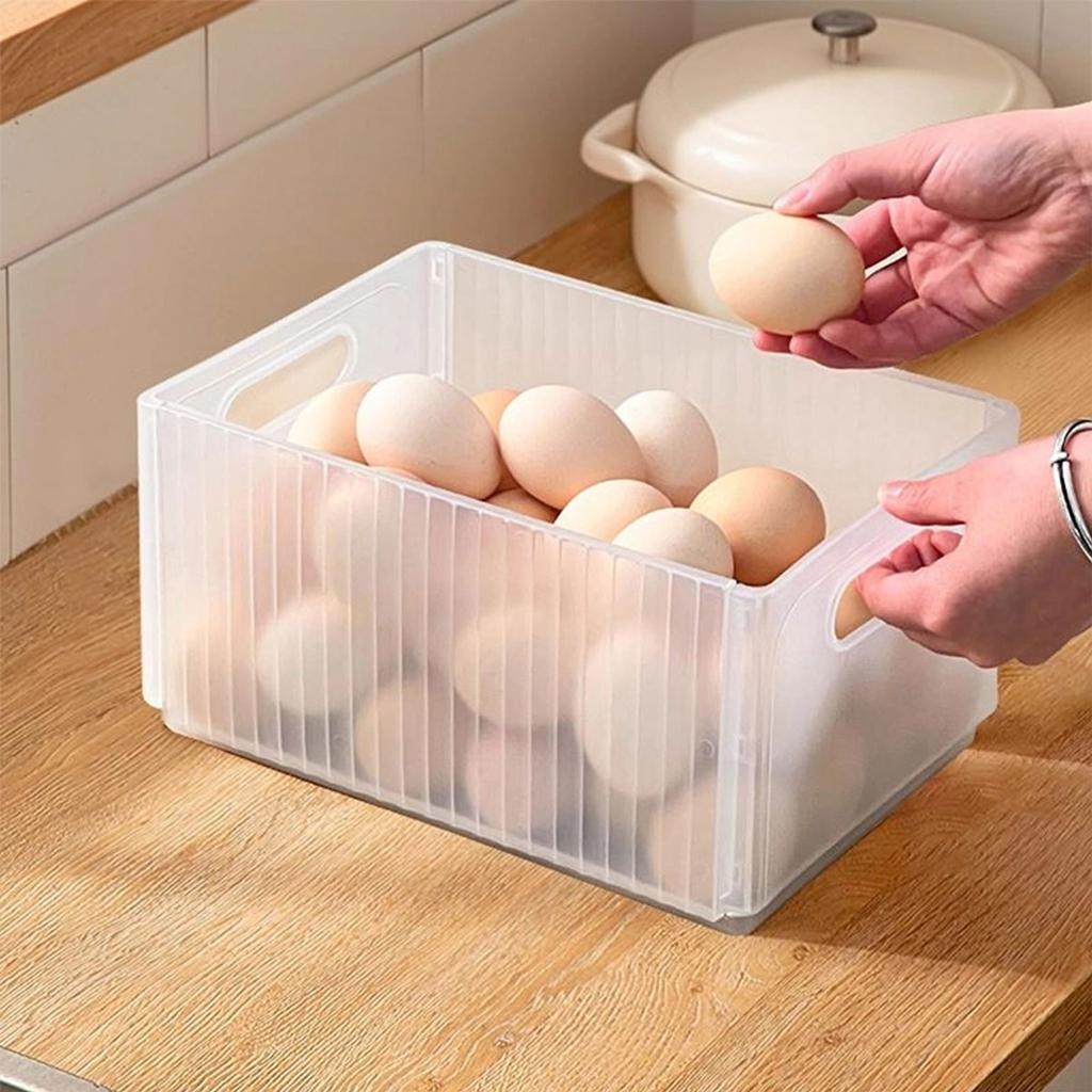 Fridge Folding Food Storage Box With Handle Large Capacity Egg Box Fruit Vegetable Storage Container Kitchen Organizer