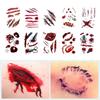 20Pcs Tattoo Stickers Realistic Fake Blood Scars Cuts Injuries Halloween Zombie Makeup Tattoo Sticker Waterproof Temporary Scar Wound Prank Props