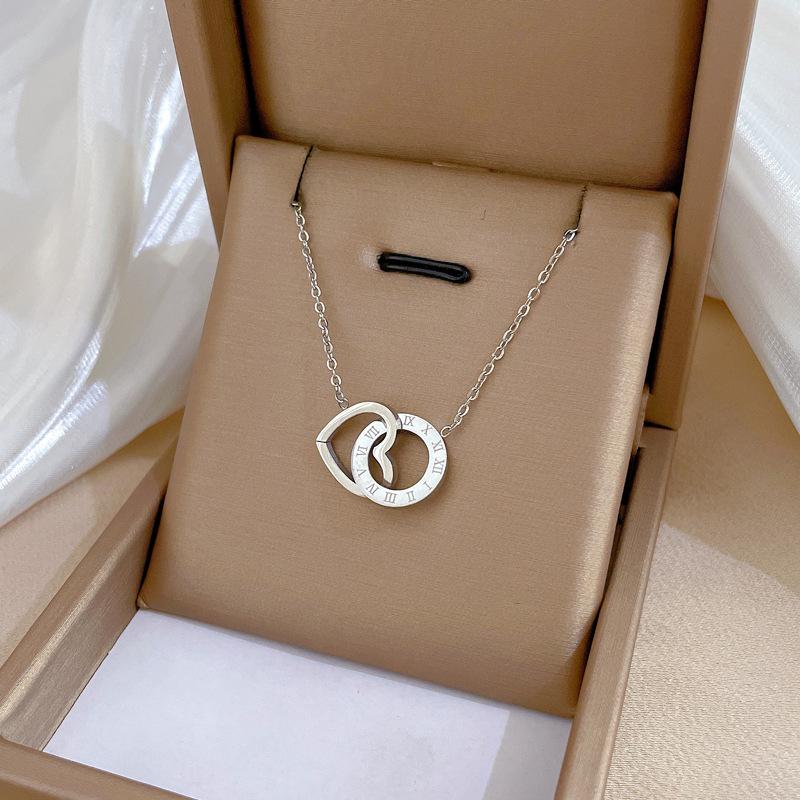 Кольцо Любви Минималистичное Печь Настоящее Золото Ожерелье Женская Цепочка на Ключицы С Украшениями
