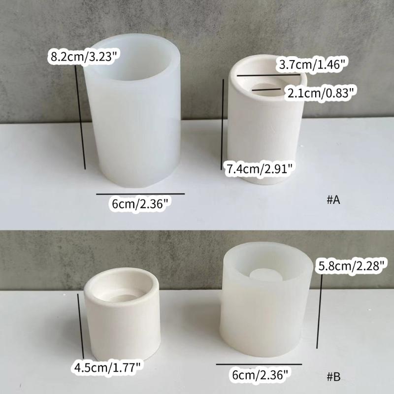 Форма для DIY cylindrical подсвечника, антипригарная подставка для свечи, гипсовая форма, длинные/короткие подсвечники, силиконовая форма, декор для дома
