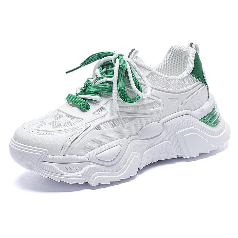 Новая летняя обувь для папы, женские корейские удлиняющие кроссовки с толстой подошвой, дышащие модные кроссовки с одинарной сеткой