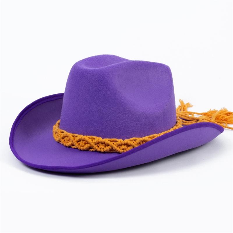 Lightweight Cowboy Hats Ethnic Style Women Wear Resistant Cowboy Hats with Weaving Hat Rope Adult Outdoor Sunproof Hat
