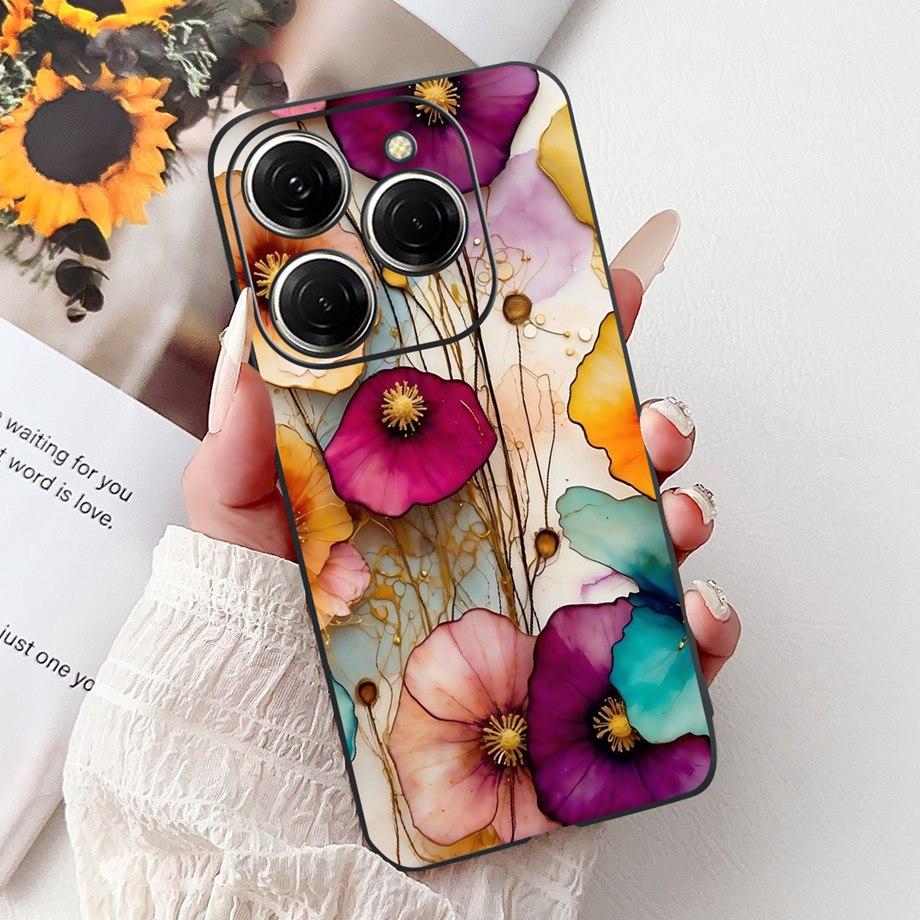 Роскошный матовый силиконовый мягкий чехол для Tecno Spark 20 20Pro 20 Pro+ 4G 5G Spark 20C KJ7 KJ6 KJ5 BG7 Чехол Цветок Любящее Сердце