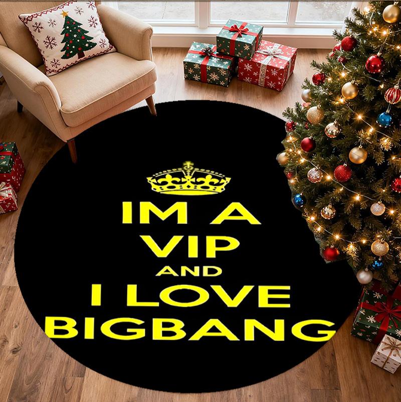 BIGBANG Pattern Round Rug, Indoor/Outdoor Mat, for Picnic, Gameroom, Bedroom, Office, Living Room, Home Decor Carpet, Birthday Gift