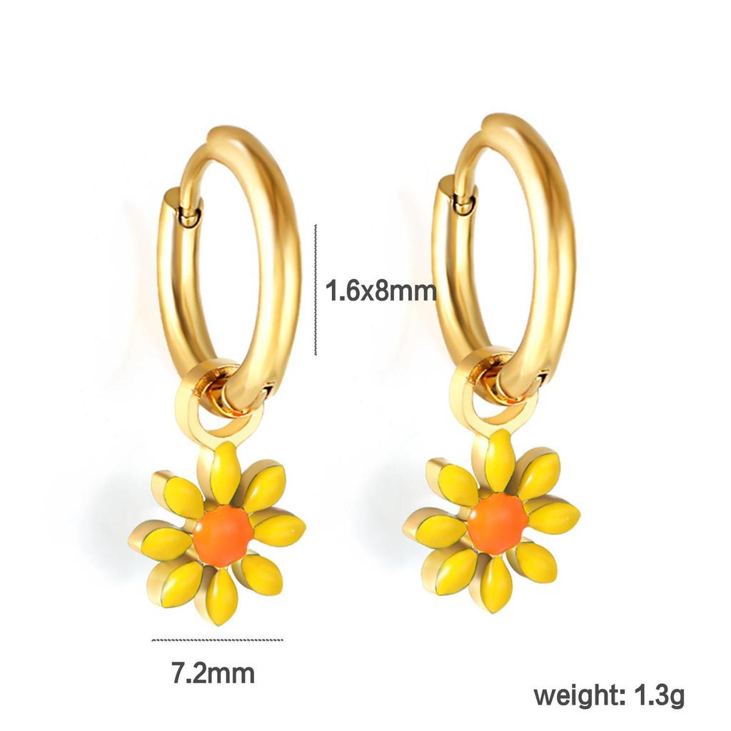 Cross-border European American Colorful Daisy Flower Stud Earrings - Simple Sweet Christmas Design