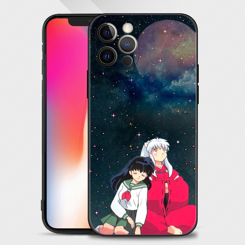 Чехол для телефона Iphone 14 13 12 11 Pro Max Xs Max Xr X 7 8 Plus 12 Mini 6s, силиконовый чехол с черным корпусом, аниме, милый Inuyasha