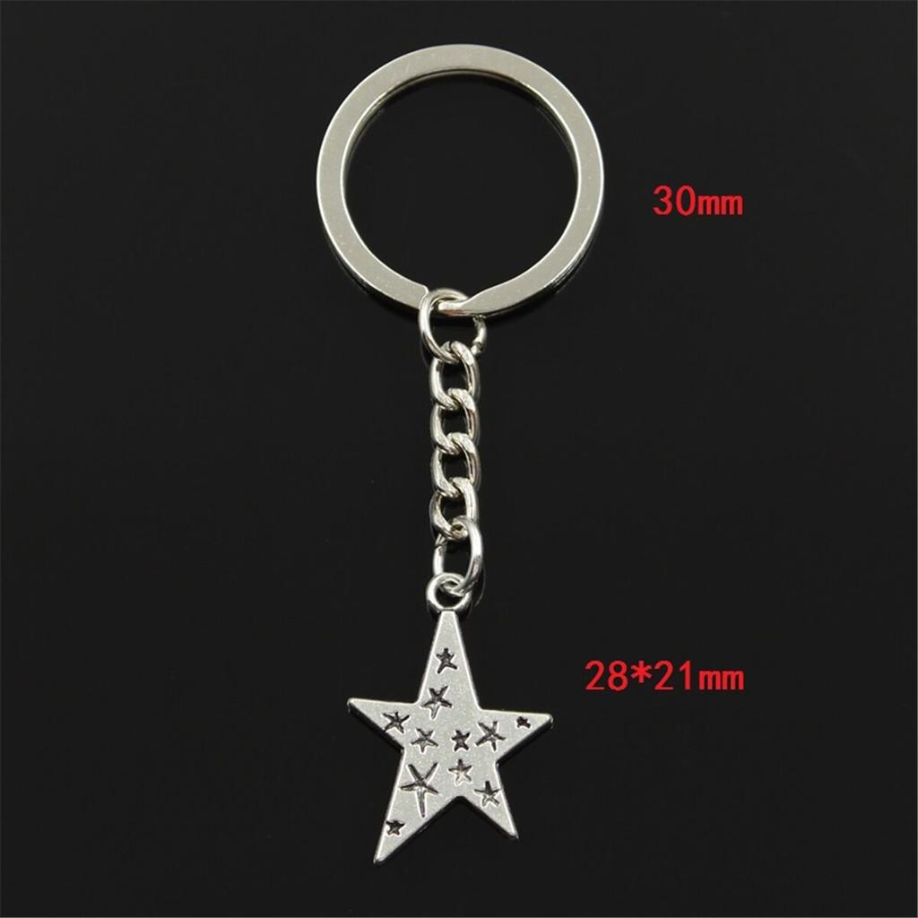 Модный брелок 28x21 мм, подвески со звездой и пентаграммой, сделай сам, мужские ювелирные изделия, автомобильный брелок, кольцо, держатель, сувенир для подарка