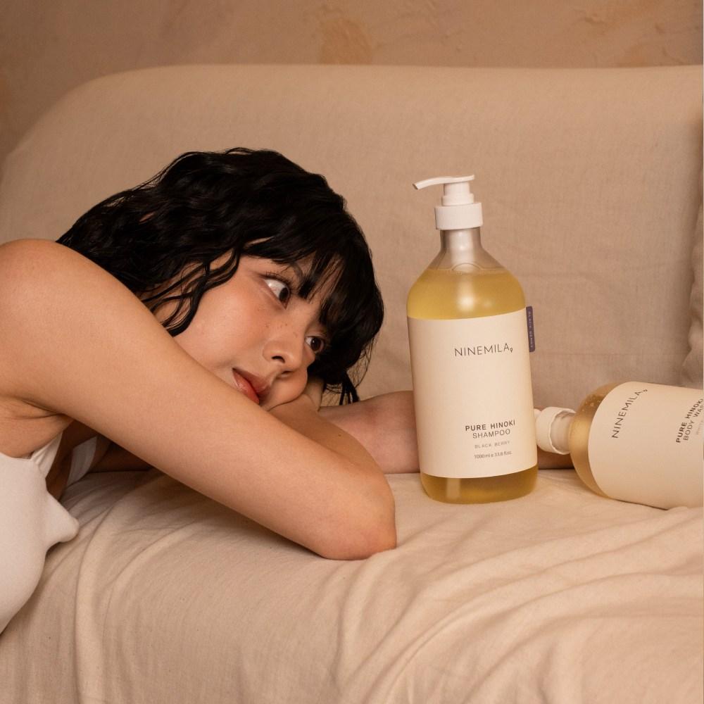 Nine Mila Pure Hinoki Shampoo Blackberry Fragrance, 1L, 5 ea.