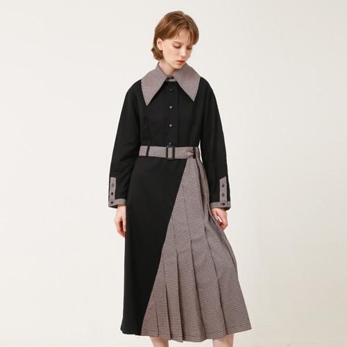 Bunderghost Puritan Collar (Cape Collar) Asymmetrical Long Dress Black
