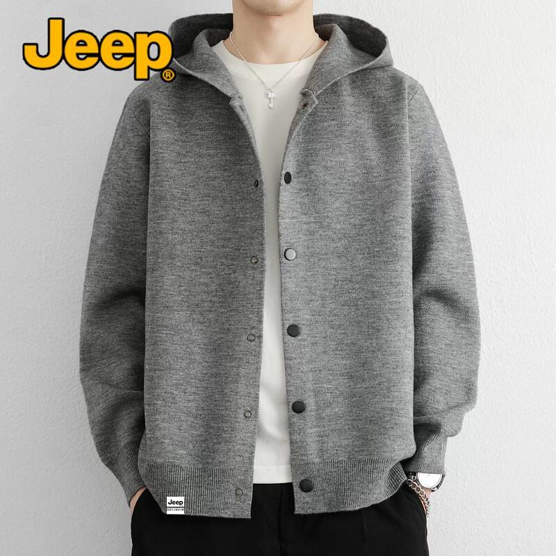 JEEP Men's Hooded Knit Cardigan Sweater Jacket