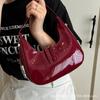 Shoulder Bag Women's 2025 New Simple and Fashionable Patent Leather Glossy Handbag French Underarm Bag Crescent Bag