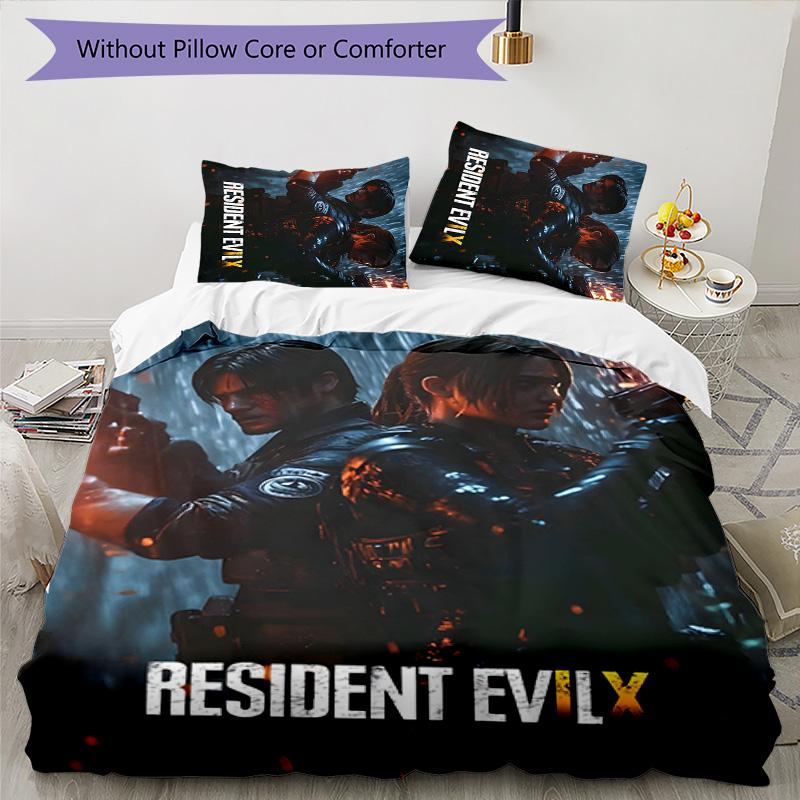 3pcs Resident Evil Design Cover Set - HD Printed Bedding with 1 Cover and 2 Pillowcases - Perfect for Home and Dorm Decor
