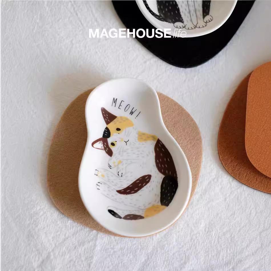 Японский милый котенок Суши Соевый соус Тарелка Закуски Приправа Тарелка Керамическая маленькая тарелка Кухонные принадлежности Животное Керамическая посуда