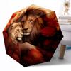 Львиная любовь в цветах Уличный автоматический зонт Выдвижная конструкция с 8 спицами Прочность Легкий Идеальный подарок для друзей Семьи