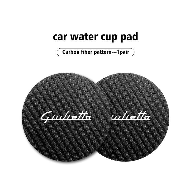 ZIPCA1 2pcs Car Style Coaster Mat Carbon Fiber Cup Holder Mat Non-slip Accessories For Alfa Romeo GT Stelvio F1 Brera Volante Tonale