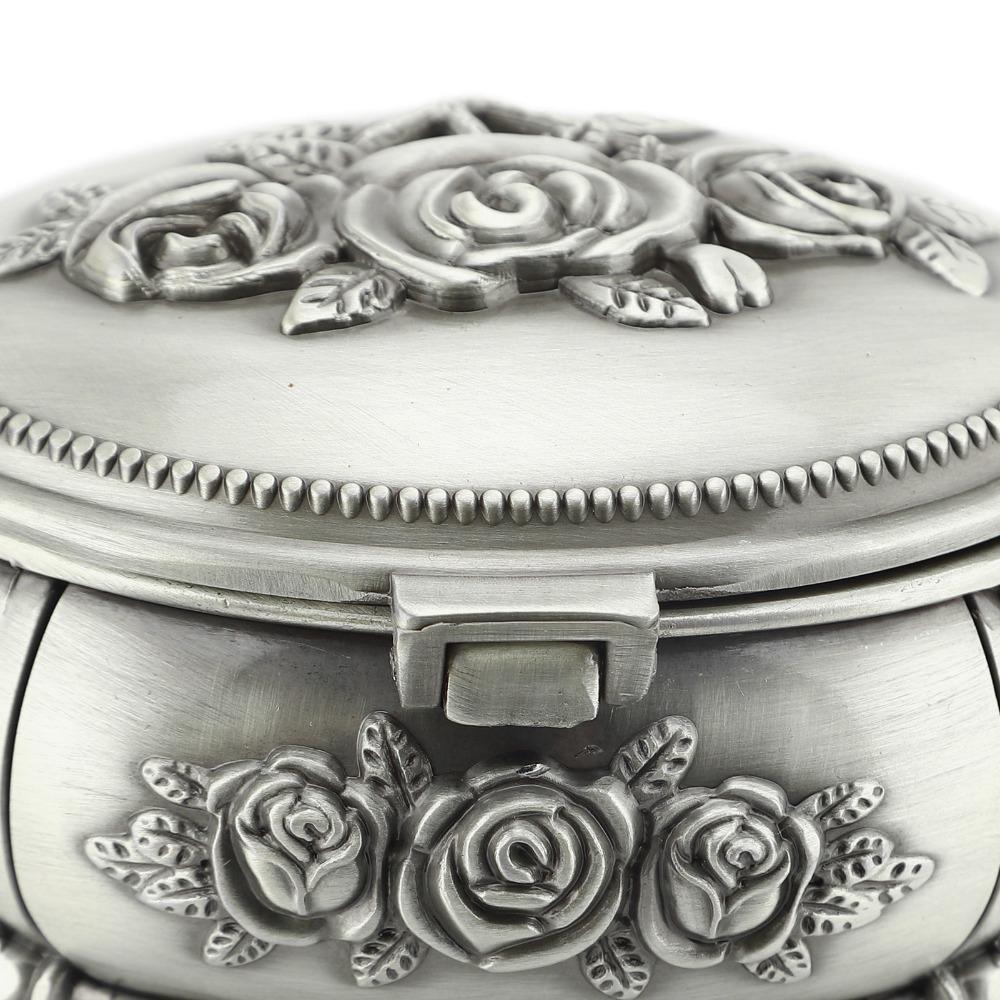 Zinc Alloy Jewelry Storage Box Oval Keepsake Box Trinket Jewelry Box For Rings Necklaces Earrings