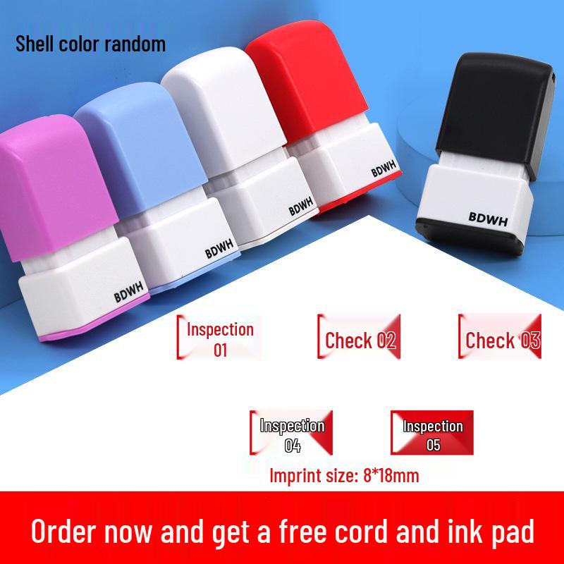 Medium QC Stamp: Auto-Inking, Employee & Pass Numbering, Inspection Approved.