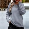 Женский осенне-зимний свитер с круглым вырезом и длинным рукавом, однотонные вязаные топы, свободный свитер