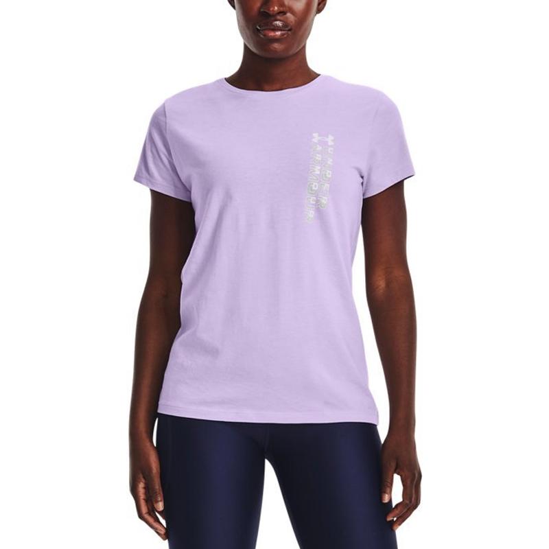Under Armour Футболка с коротким рукавом и круглым вырезом, однотонная, с логотипом, женская, фиолетовая 1370760-515