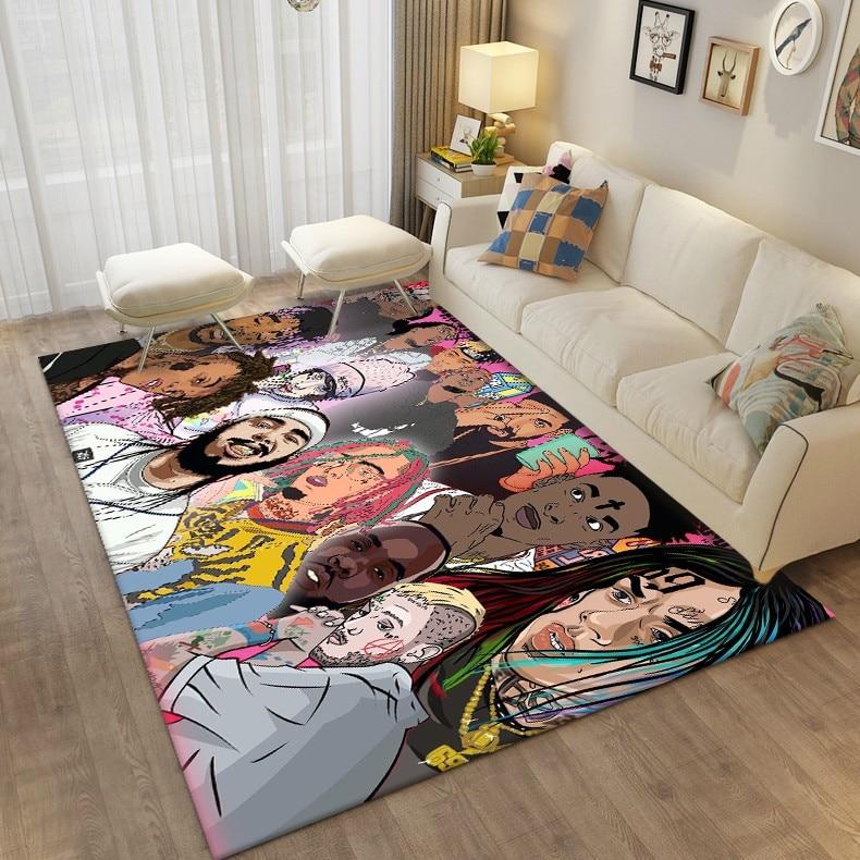 Ковер в стиле хип-хоп, музыкальная звезда, рэпер, ковер для гостиной, спальни, прикроватный декоративный коврик, коврик для кухни, ванной комнаты, нескользящий напольный коврик, подарок