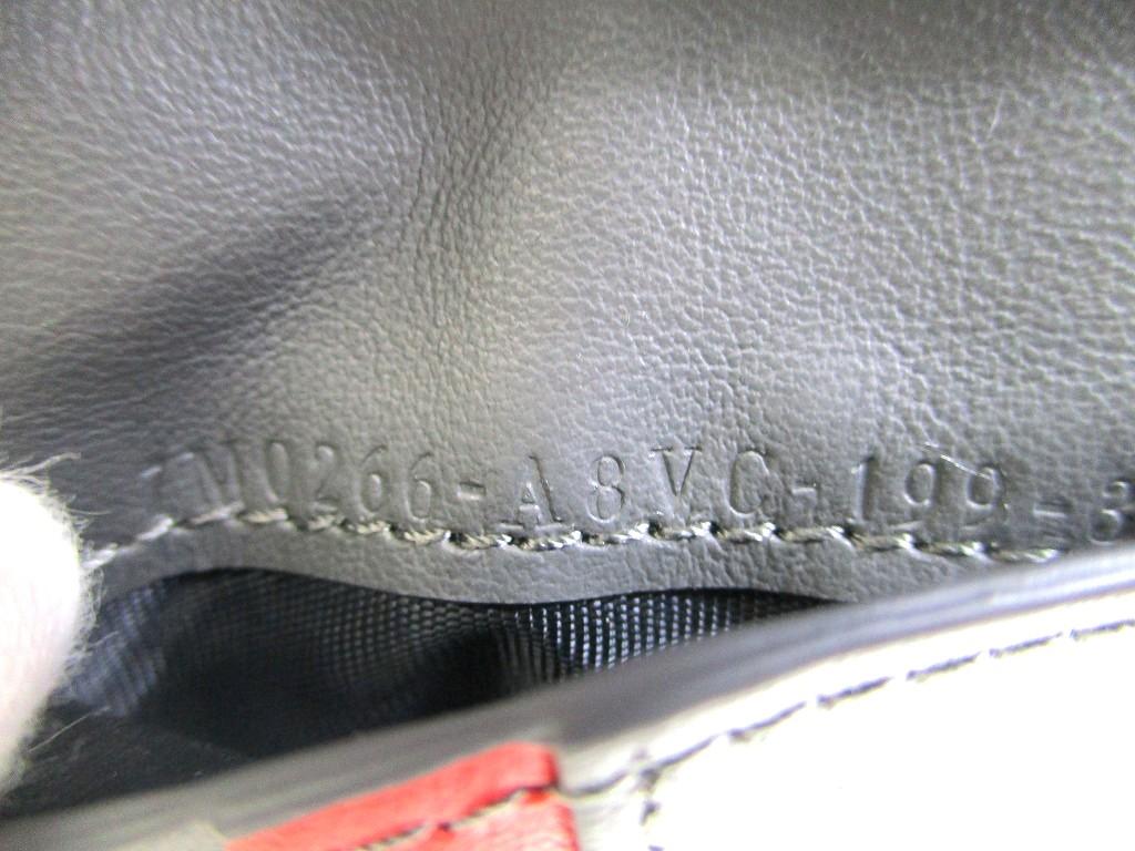 Authentic FENDI Gray Red Leather Bifold Bil Wallet Compact Wallet #b175 Certified - Refurbished