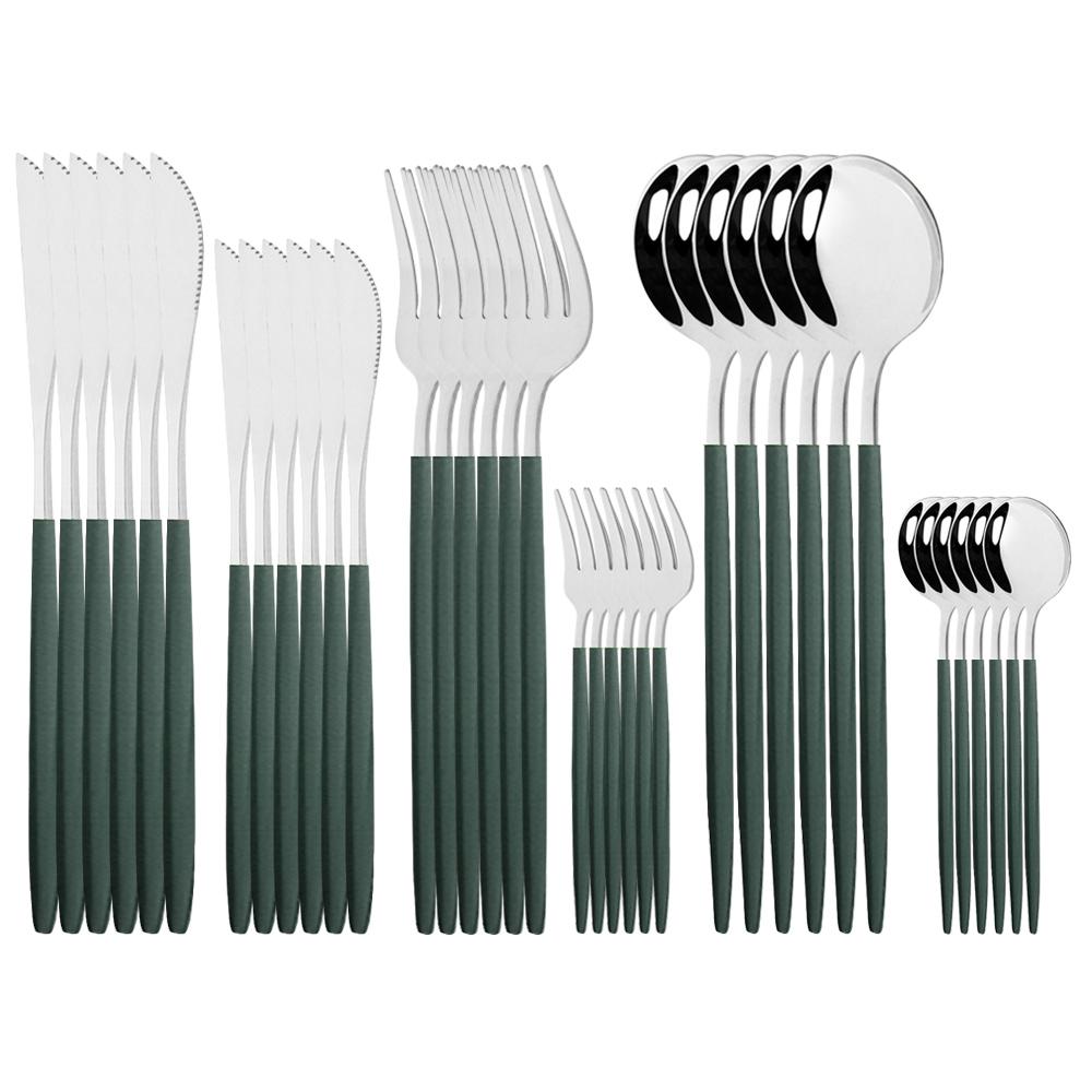 36 шт., набор столовой посуды из нержавеющей стали мятного золота, десертный нож, вилка для торта, кофейная ложка, набор столовых приборов, кухонная посуда, набор столового серебра