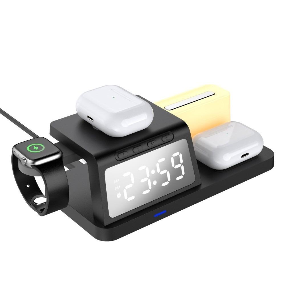 Plastic Multi Functional Desktop Charger Fast Charging Wireless Charger Clock Home Office