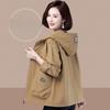 Fashionable and Loose Double-Layer Jacket for Moms In Spring and Autumn Seasons with Hooded Short Coat
