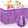 3 Pack 29 x108 Inch Blue Foil Fringe Table Skirts Metallic Banner for Tel Streamer Garland Backdrop for Parade Floats Mother's Day, Graduate,