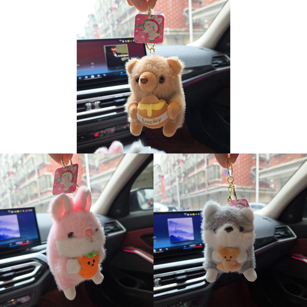 Animal Plush Keychain Set With Soft Pp Cotton For Kids And Bag Decor